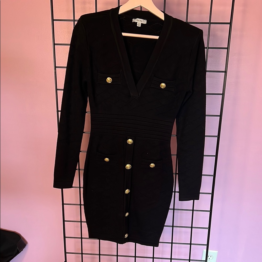 Elegant Black Dress with Gold Accents